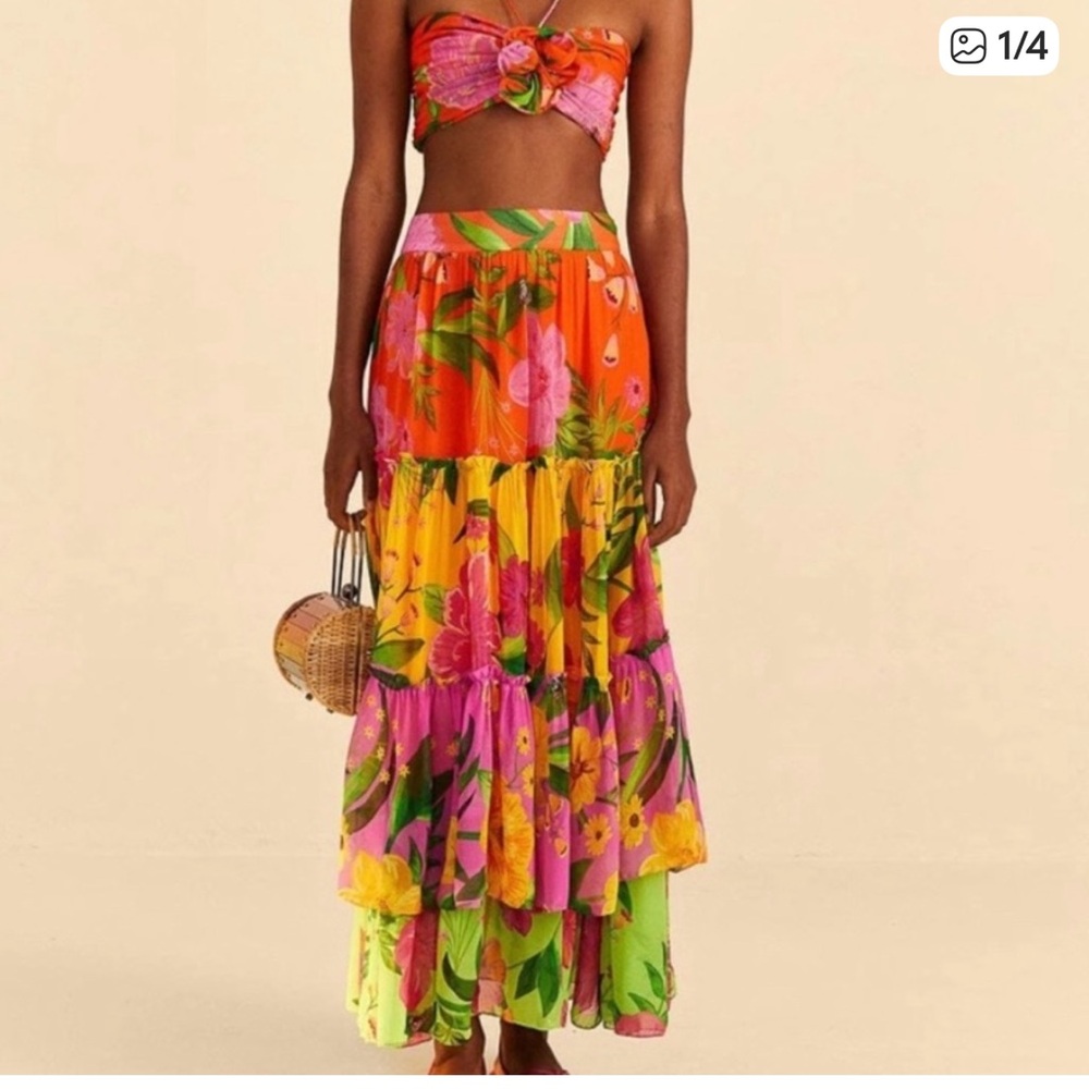 FARM Rio Romantic Garden tiered skirt & crop top - Picture 2 of 4